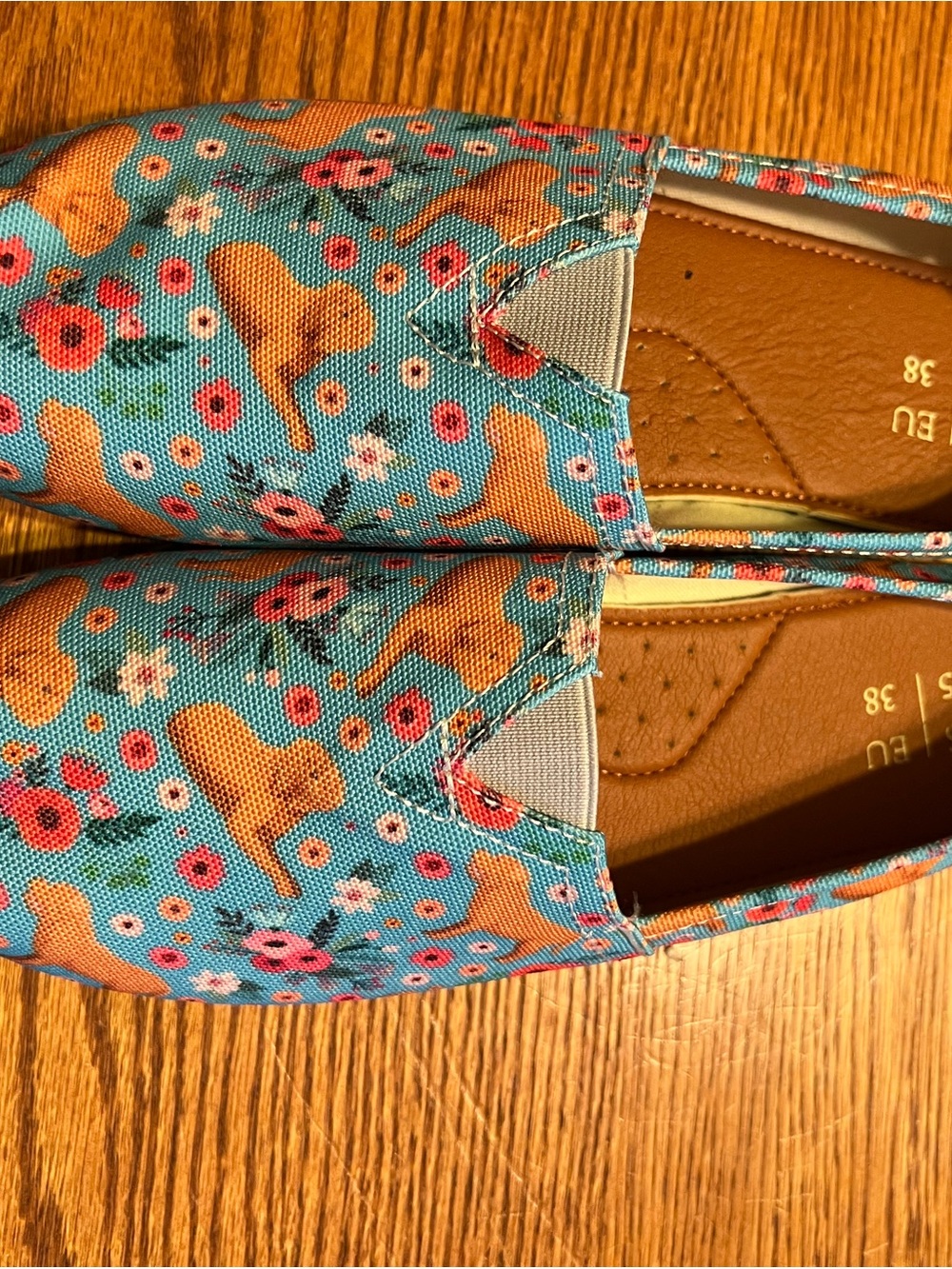 Women's Slip-On Canvas Flats in Turquoise Floral